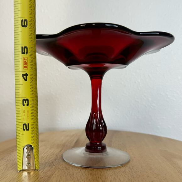 Vintage Duncan Miller Canterbury pattern #115 Ruby Red glass Compote - Picture 5 of 8